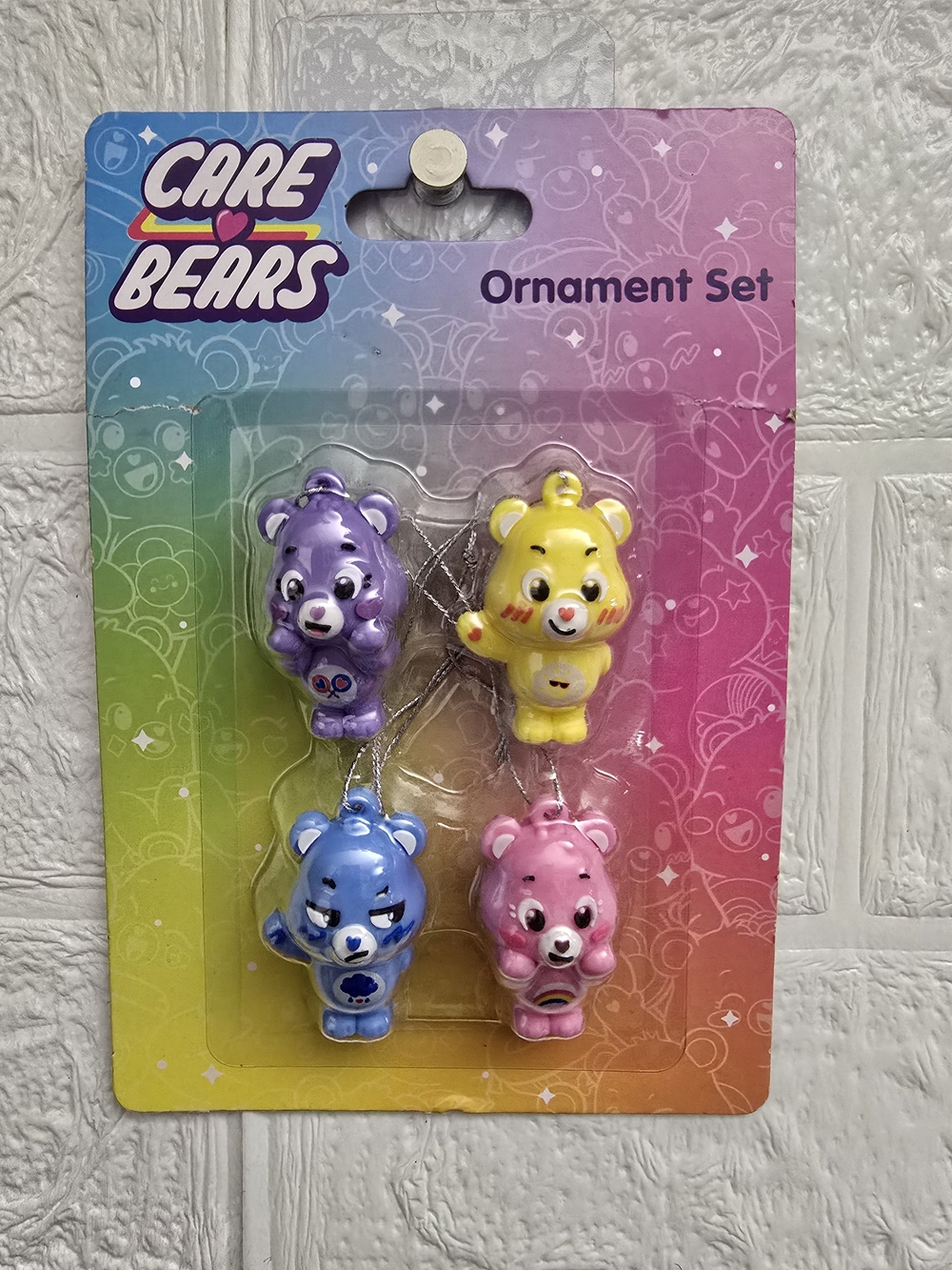 Ruz Care Bear Mini Christmas Tree Ornaments Set 4 Bears Pink Blue Yellow Purple